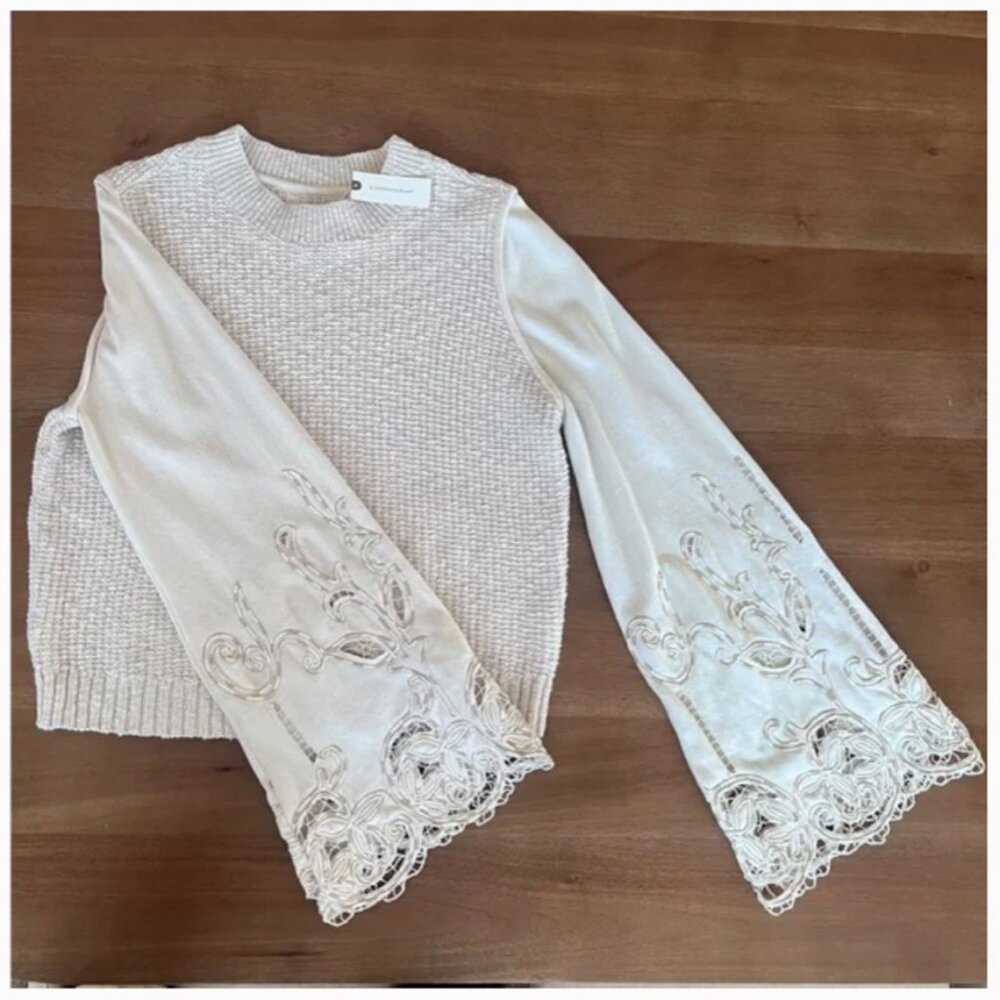 NWT Anthropologie Textured Eyelet Twofer Sweater Vest Top - Picture 5 of 11